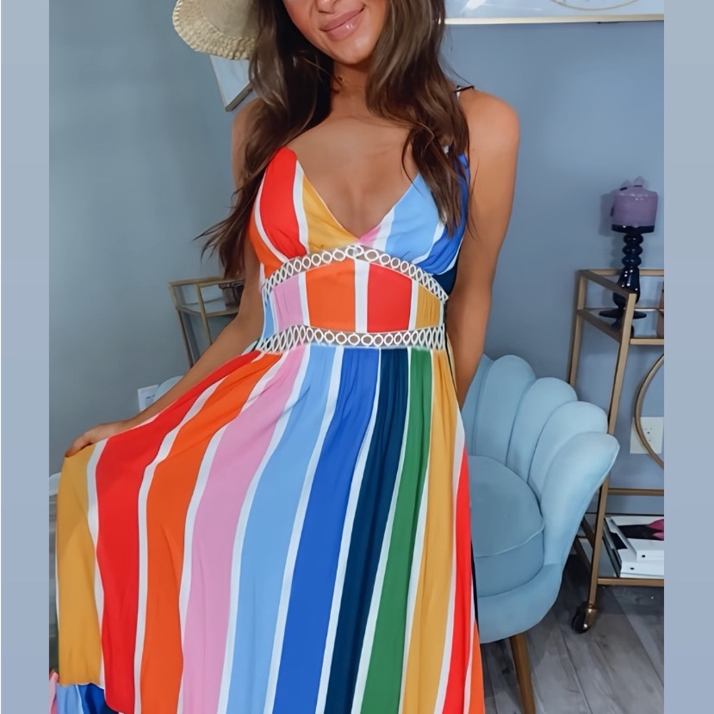 Multicolor Striped Maxi Dress